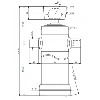 Teleskopski cilinder 3 stopnje 8 ton 1043 mm s kroglo 3035S
